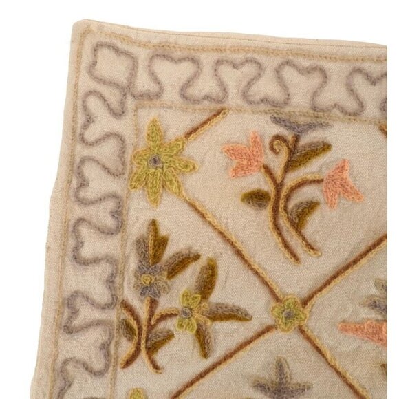 Pillow Sham Kashmiri Hand Embroiderey Crewel Cusion Pillow Cover BOHO Flovers - Picture 5 of 5